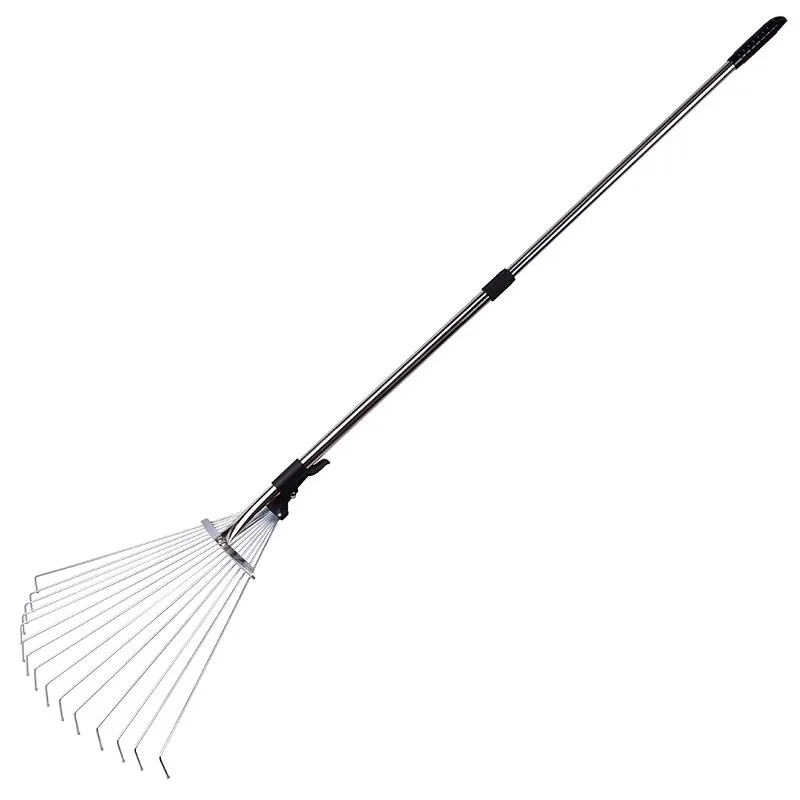 

Household lawn stainless steel telescopic weeding, agricultural weeding, leaf and leaf falling rake