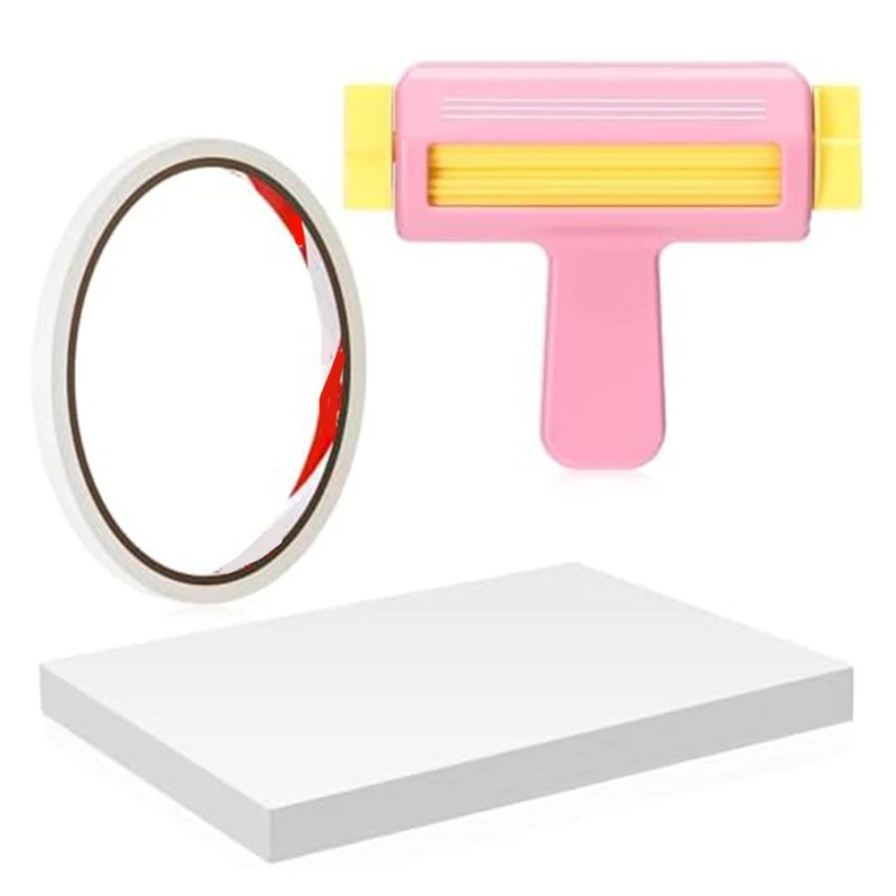 DIY Craft Set with Plastic Paper Crimper 50 Glossy Inkjet Paper Sheets and Double Sided Tape for Handmade Projects