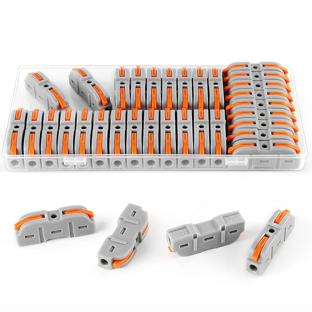 35Pcs Quick Connect PCT Wire Terminals, Compact Lever Connectors for Hard & Flexible Copper Wires Home Electrical Projects