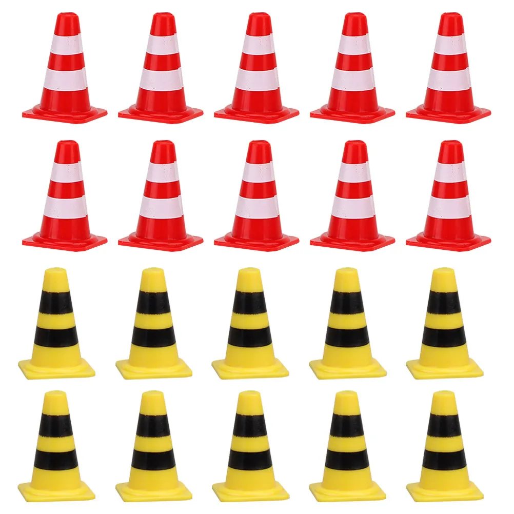 60Pcs Traffic Cognitive Educational Simulation Roadblock for Kids Learning Plastic Mini Barricade Scene Props Plastic Road Sign