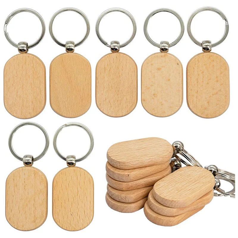 

Blank Wooden Key Tag Key DIY Wood Keychains Key Wood Engraving Blanks 200 Pack