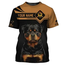 Men's Rottweiler Graphs T Shirt 3D Printed Breathable Casual O Neck Short Sleeves Street Fashion Custom Name Kid Men Clothing