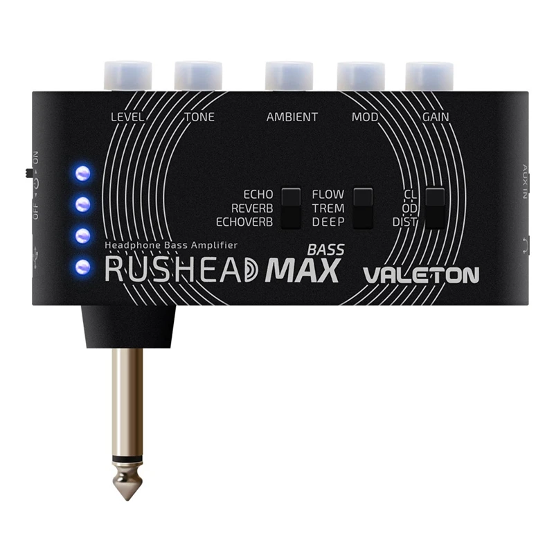 Valeton RH-101 Rushead Max Bass USB Chargable Portable Pocket Bass Headphone Amp Carry-On Bedroom Plug-In Multi-Effects