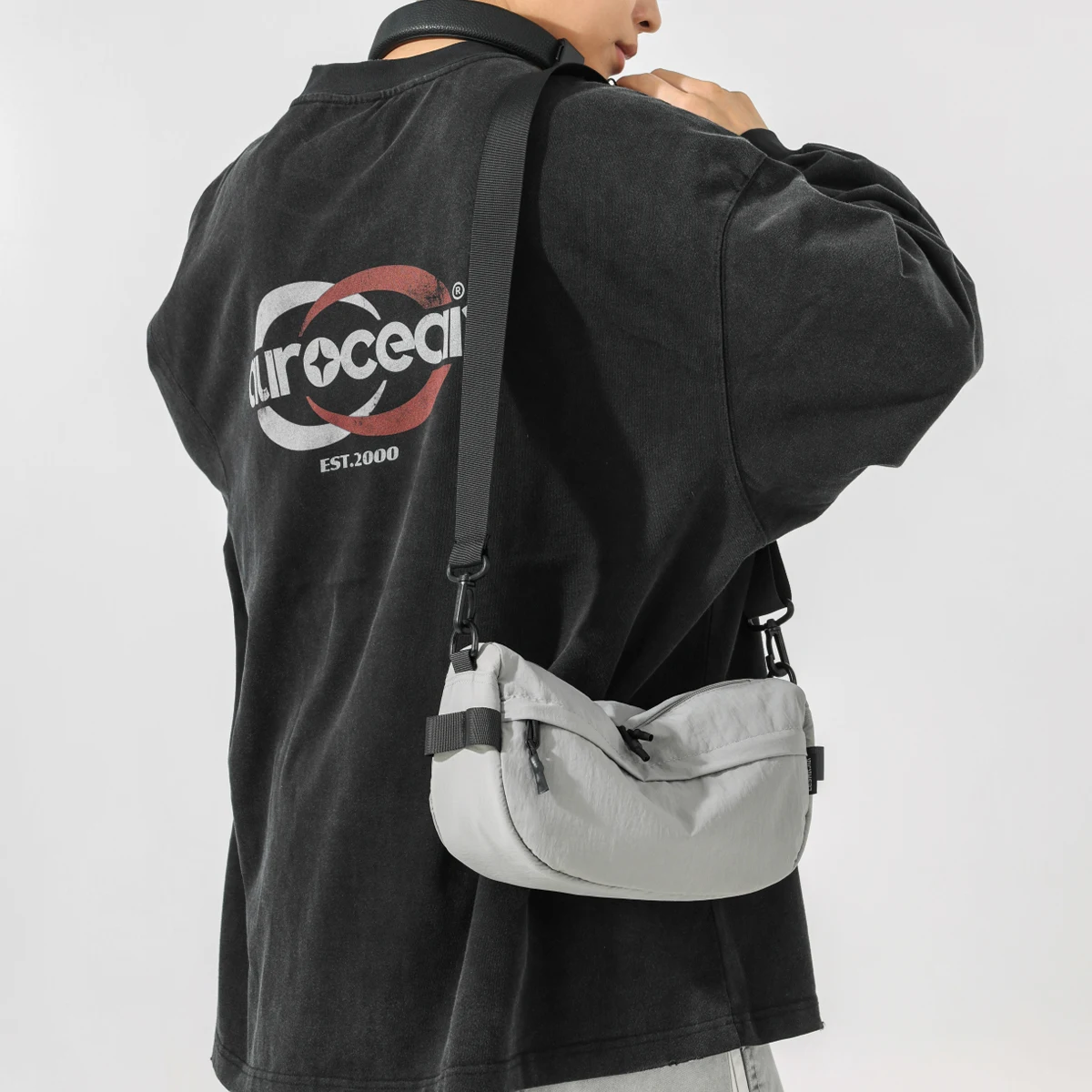 Tragbare Tasche, multifunktional, großes Fassungsvermögen, lässige Umhängetasche, modisch, leichte Outdoor-Schultertasche, kleine Brusttasche, Herren-Schultertasche, Studententasche. – Detail 6