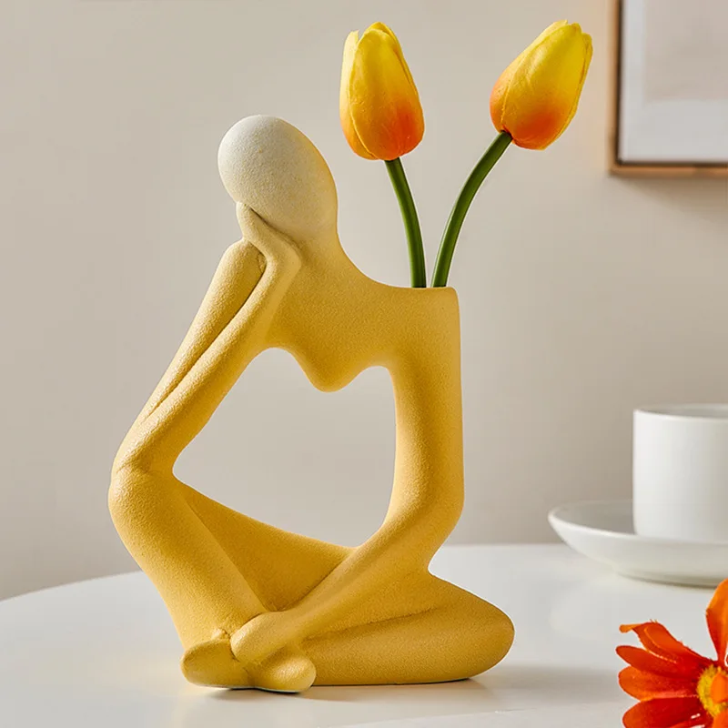 

Creative Simple Abstract Art Vase Furniture for Display Modern Living Room TV Cabinet Home Decor Flowers-arranger