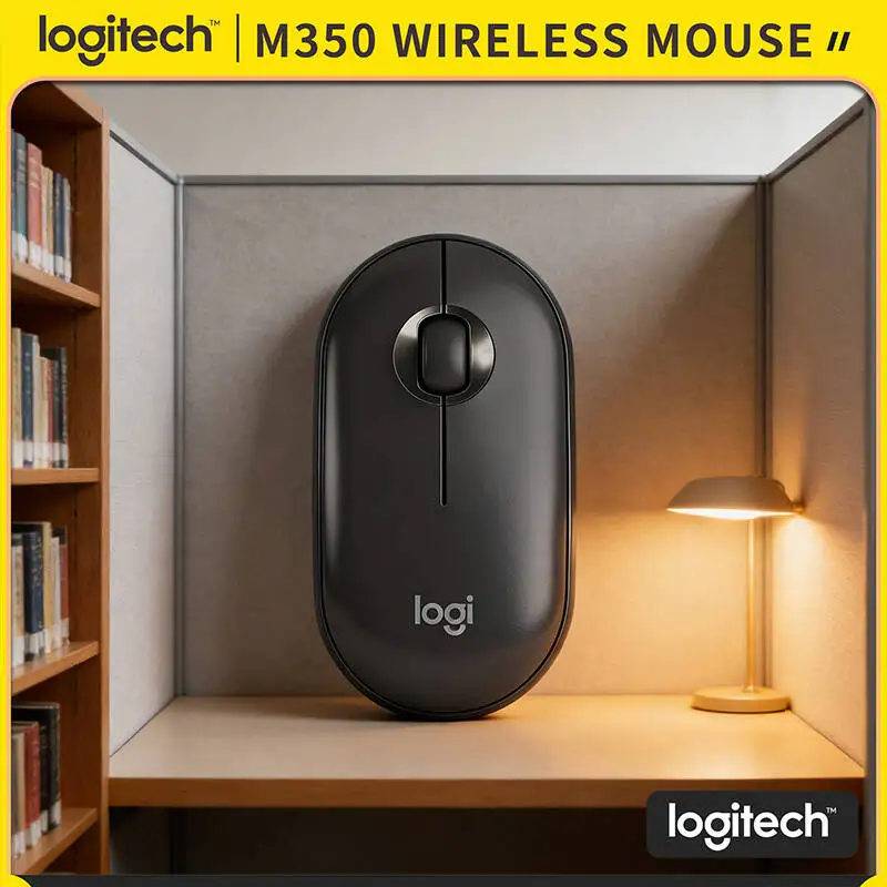 

Logitech M350 Ergonomic Optical Mouse - Comfort Grip, Silent Scroll, USB Storage, 18-Month Battery, Compatible with Mac Windows