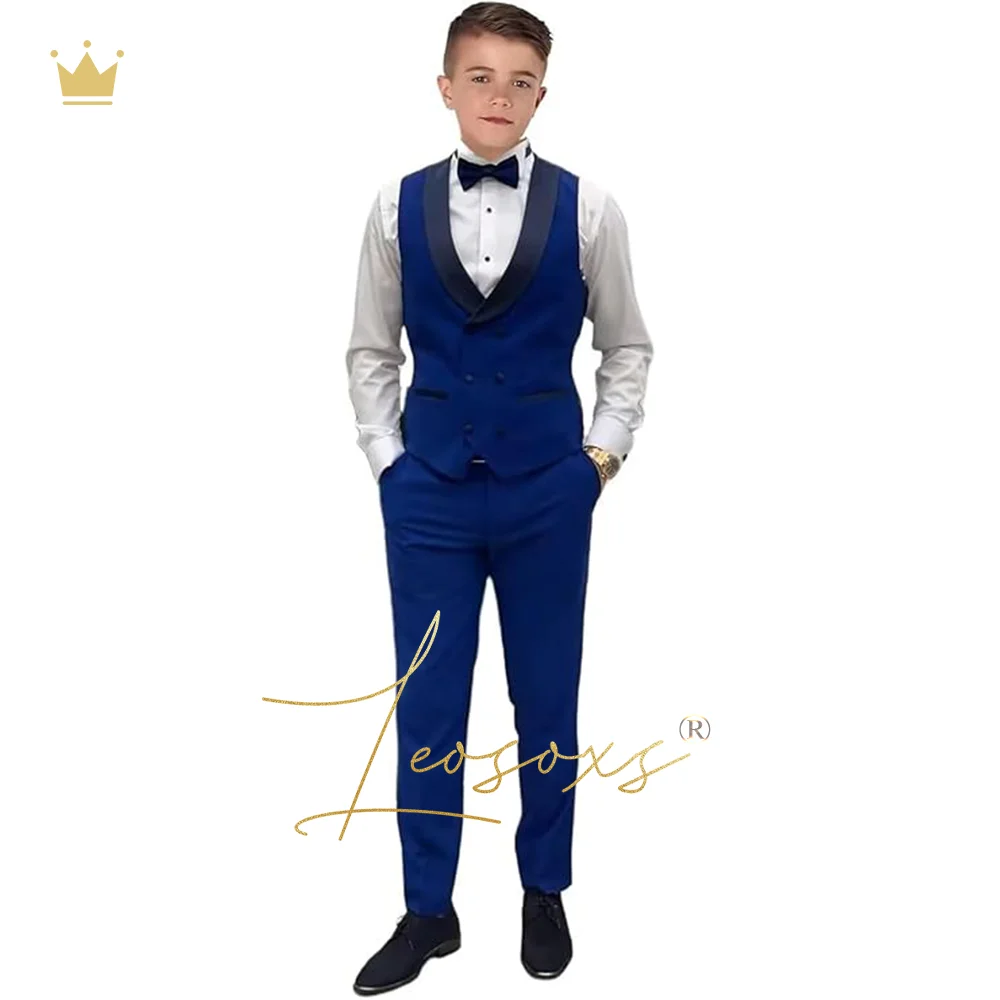 Boys black peak lapel wedding holiday birthday suit suit 3 piece suit, jacket vest and trousers, customized children's tuxedo