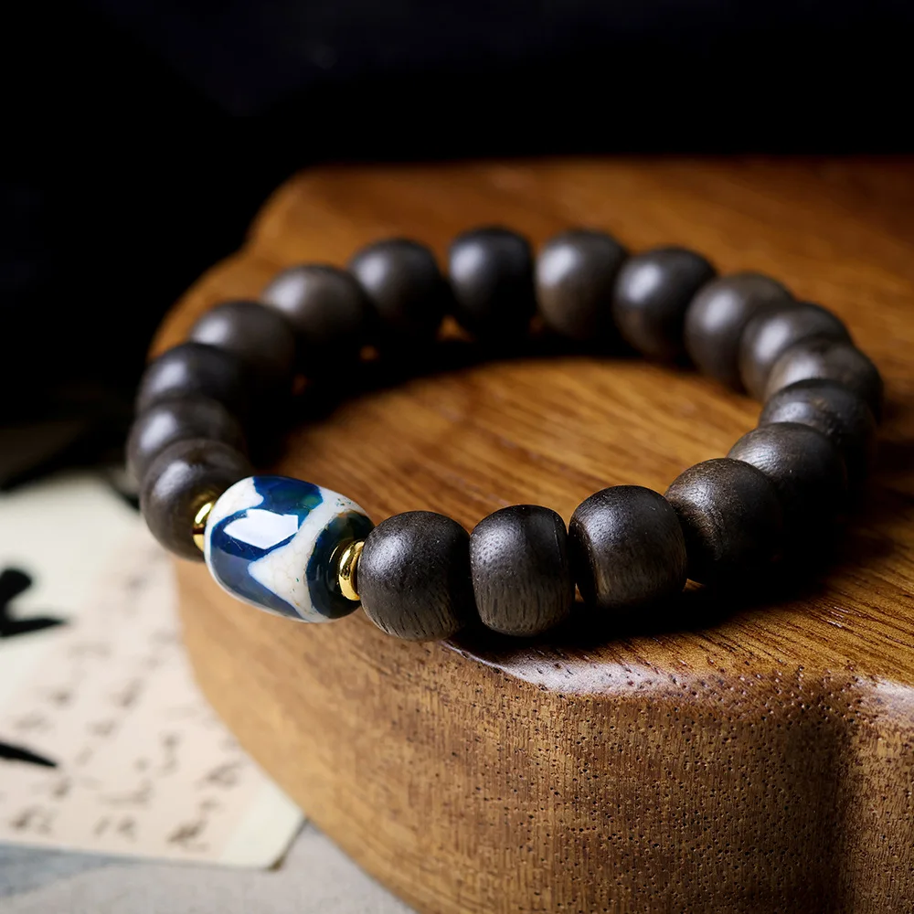 جديد الأبيض العود طبل حبة سوار الأصلي الأزرق ملون النمر الأسنان Tianzu حبة النمط الصيني تحصيل سوار