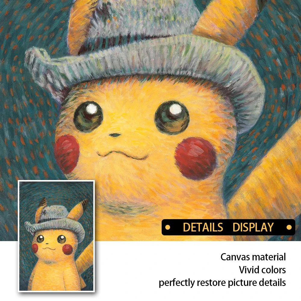 Van Gogh Museum Pokmon Anime Character Pikachu Watercolor Canvass With HD Posters and Printed Wall art Pictures  Living Room