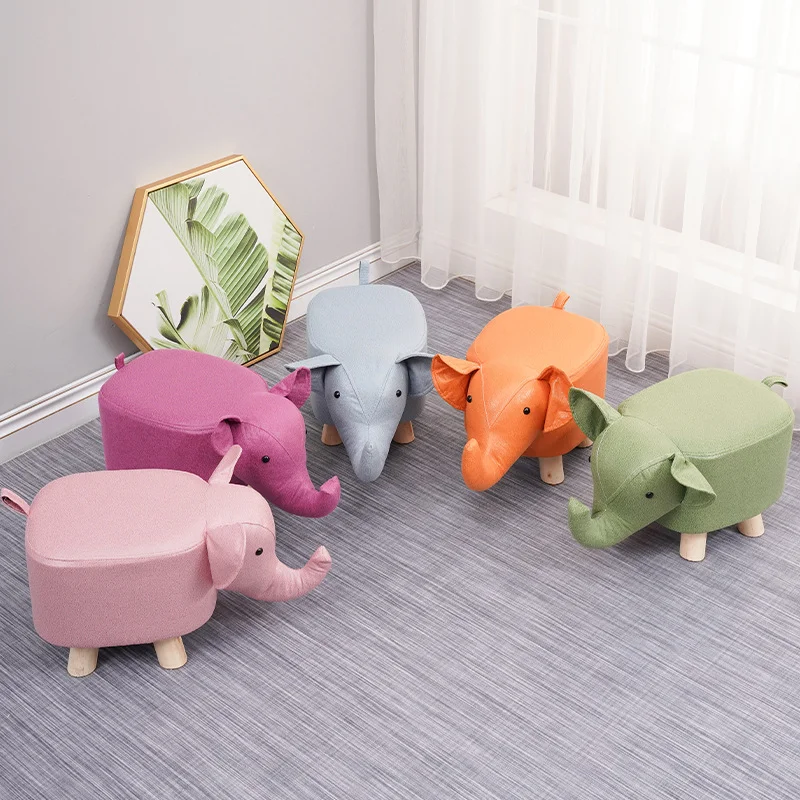 Elephant Stool, Household Small Stool, Children's Animal Stool, Cartoon Cute Low Stool, Solid Wood Suitable for Household Use