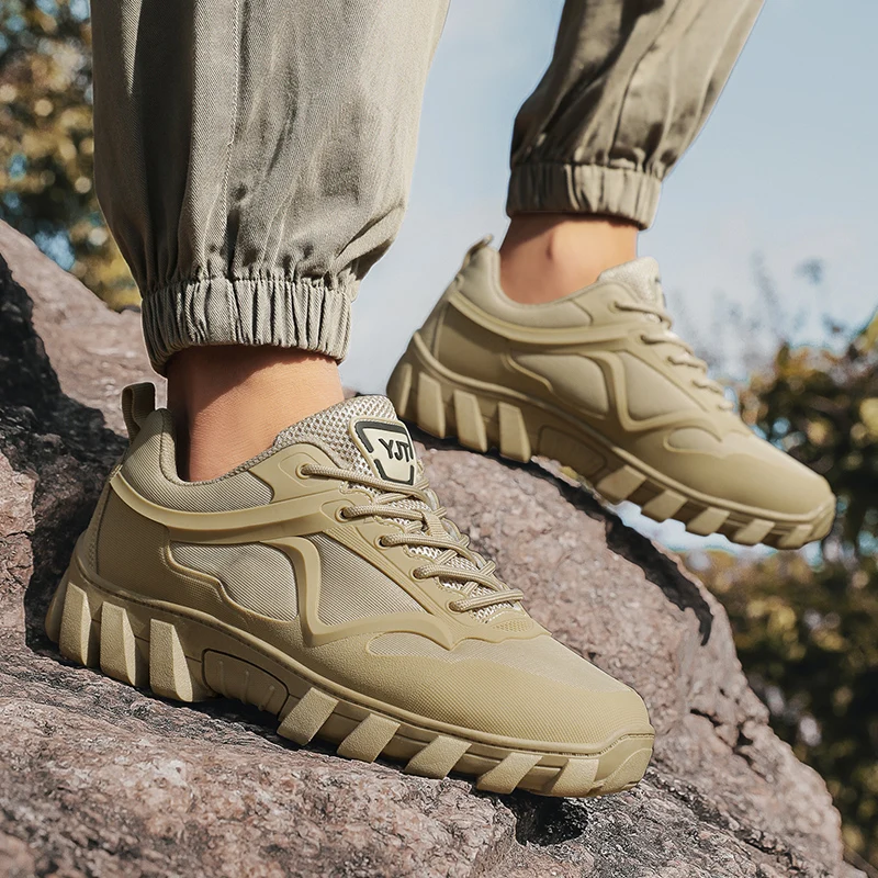 

Casual Sports Shoes Men Outdoor Shock-absorbing Lace-up Low-top Men Shoes Solid Color Flat Breathable Hiking Shoes Men