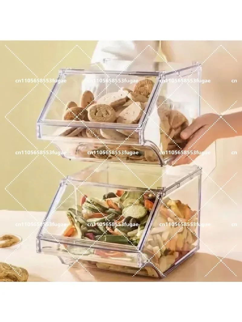 2pcs/Set Transparent Plastic Food Display Boxes Push-Pull Snack Containers for Supermarket Candy Dried Fruit Retail Packaging
