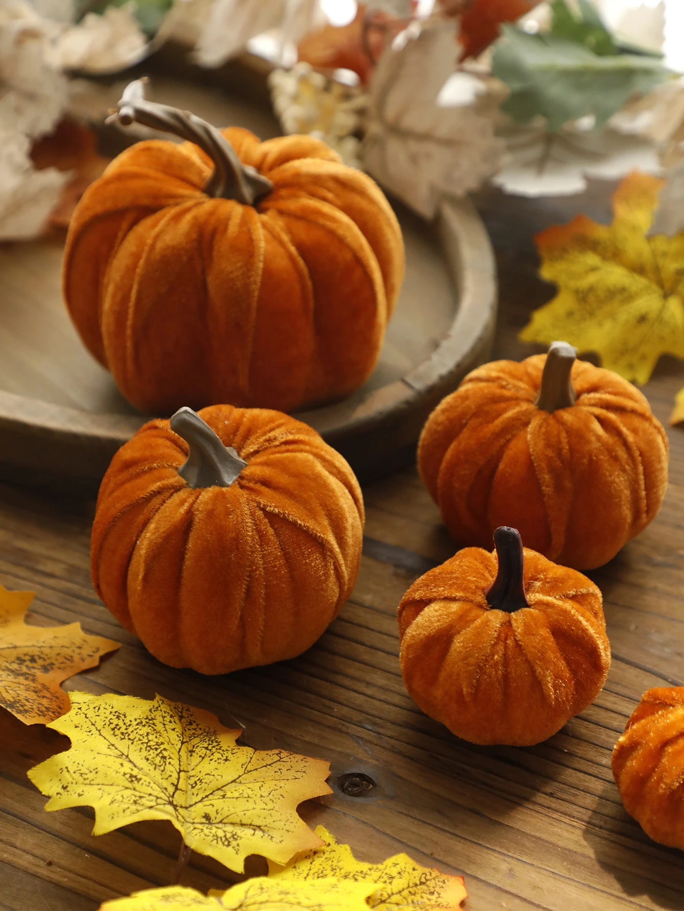 ديكور القرع المخملي الاصطناعي ، ديكور اليقطين البني للخريف ، عيد الهالوين ، عيد الشكر ، حصاد الخريف ، هدية ديكورات المنزل