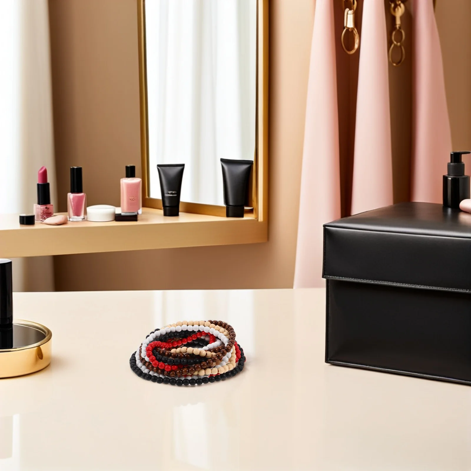 

5pcs Wood Beaded Necklace 8Mm Natural Round African Tribal Style Rustic Jewelry For Men Women Daily Wear Party Hip Hop Accessory