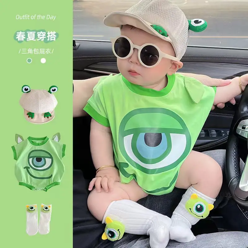 Disney\'s Big Eyes Fashion Designer Baby Triangle Bag Fart Clothes Funny  Modeling Ha Clothing Out of The Multi-piece Set