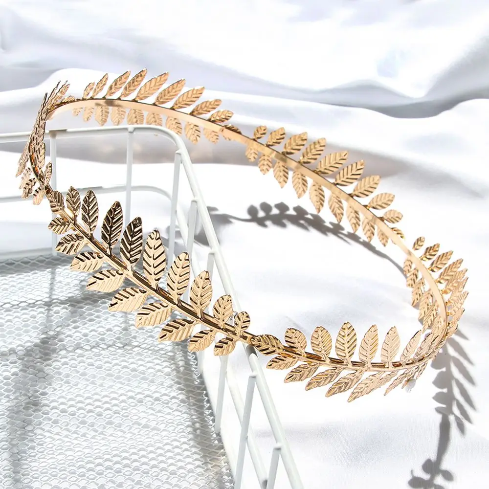 European Greek Goddess Headband Metal Gold Leaves Branch Crown Hair Bands Wedding Tiara Hair Accessories Wedding Bride Hairband