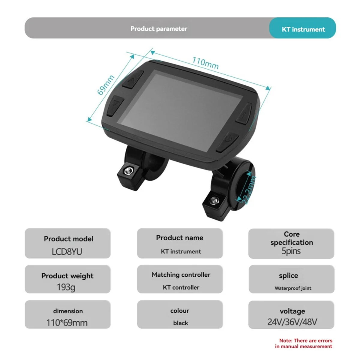 

Новый электрический велосипед 24 В/36 В/48 В KT-LCD8YU, измеритель цветового освещения для аксессуаров для электровелосипедов, водонепроницаемая вилка