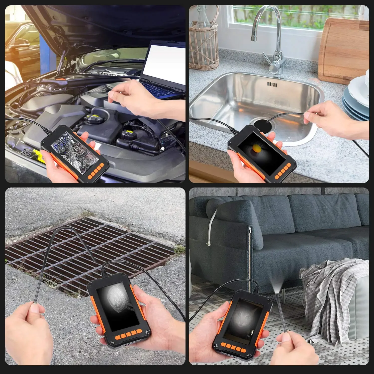 AliExpress Collection Cámara endoscópica Industrial, boroscopio de inspección de coche, impermeable IP68 con LED, 1080P, 4,3 pulgadas, IPS, lente única Dual