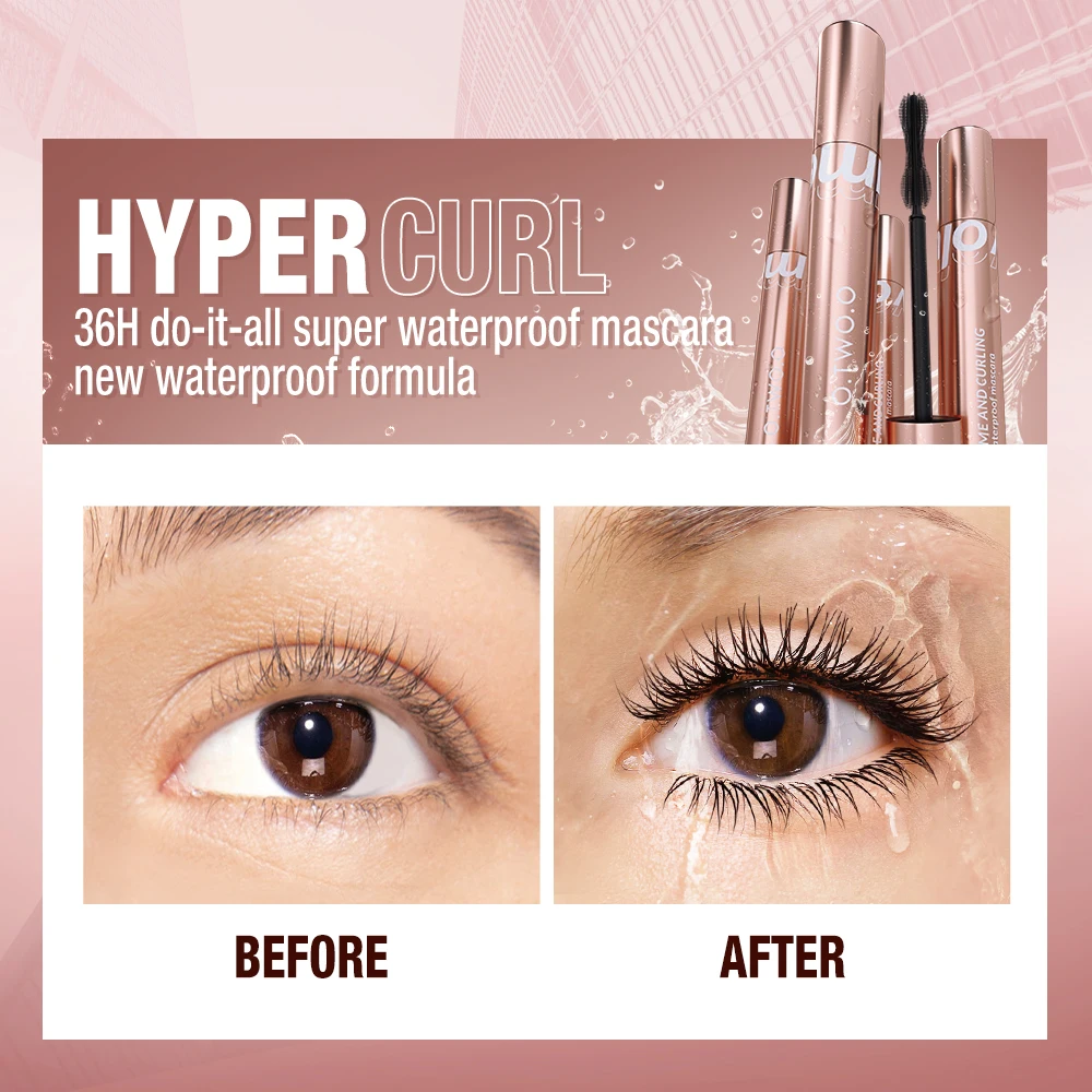 O.TWO.O 4D Mascara Black Lengthening Volume Silky Eyelash Extension Smudge-proof Curling Eye Cosmetic 36Hours Waterproof Mascara