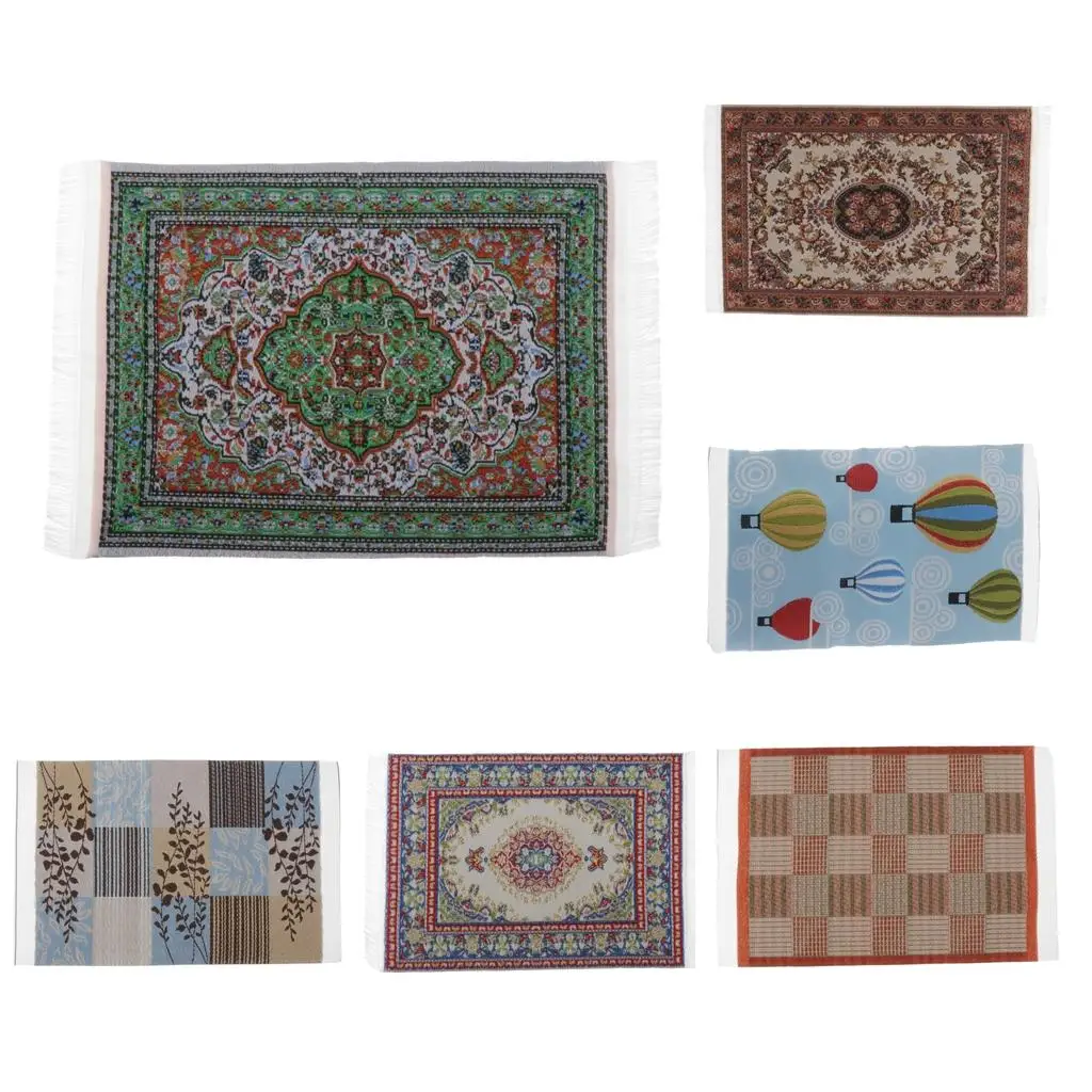 

Миниатюрный ковер для кукольного домика, тканый коврик с бахромой, декоративный коврик, аксессуары для мебели для спальни и гостиной