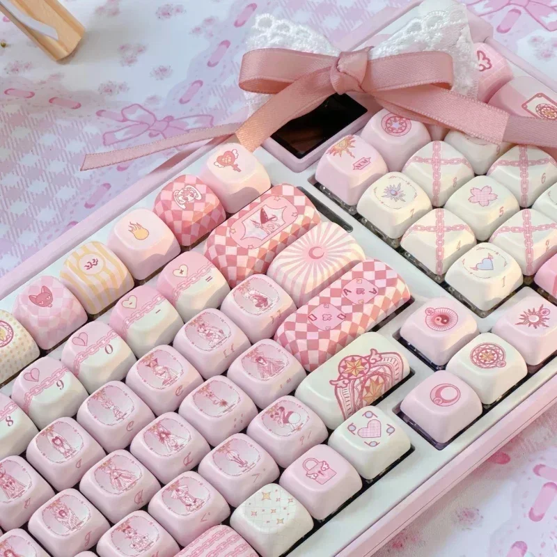 Kuro Elf Keycaps Custom Cute Pink Keycap Original EOA/MOA/OEM/cherry Profile Point Key Cap for Gaming Mechanical Keyboard Gift