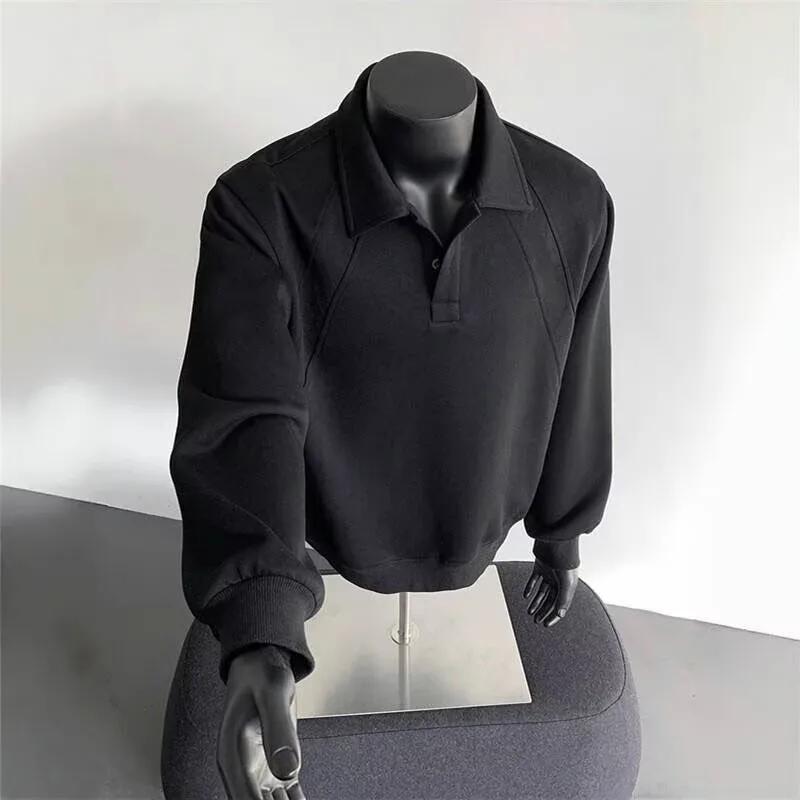 Retro American Patchwork Collar Sweatshirt Men's Spring Autumn Trendy Youth Casual  Shirt Daily Leisure Base Shirt