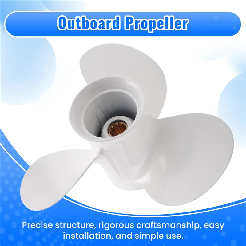 

Пропеллер Plain 664-45945 664-45945-00-EL 9 7/8 X 10 1/2 для Yamaha 20HP 30HP, белый, 3 лопасти, 10 шлицевых зубьев, вращение R