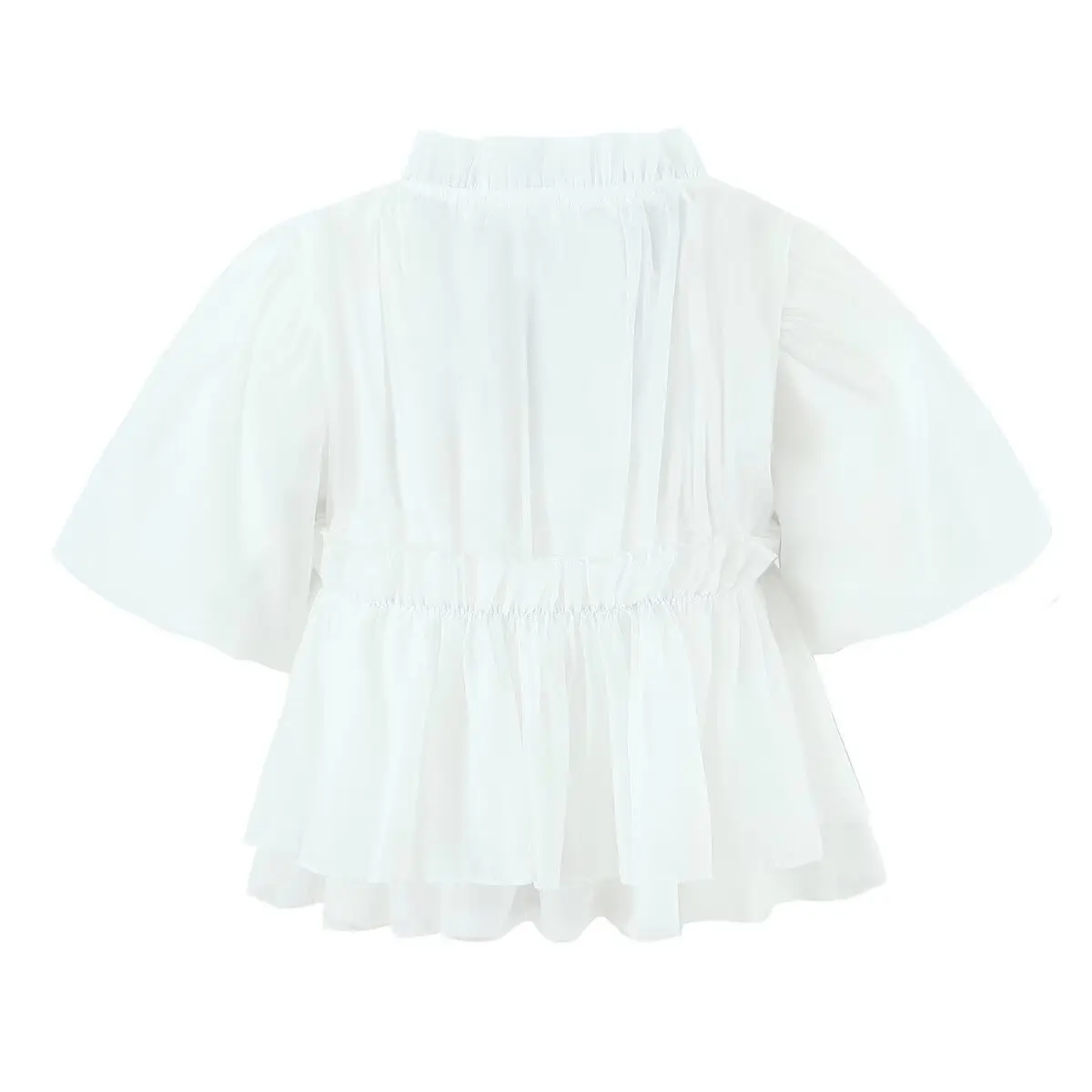 Faionable JNLEAOG المرأة irt مع القوس تصميم زهرة برعم Sves ort Sve دمية أعلى لموسم الخريف نسيج البوليستر #3