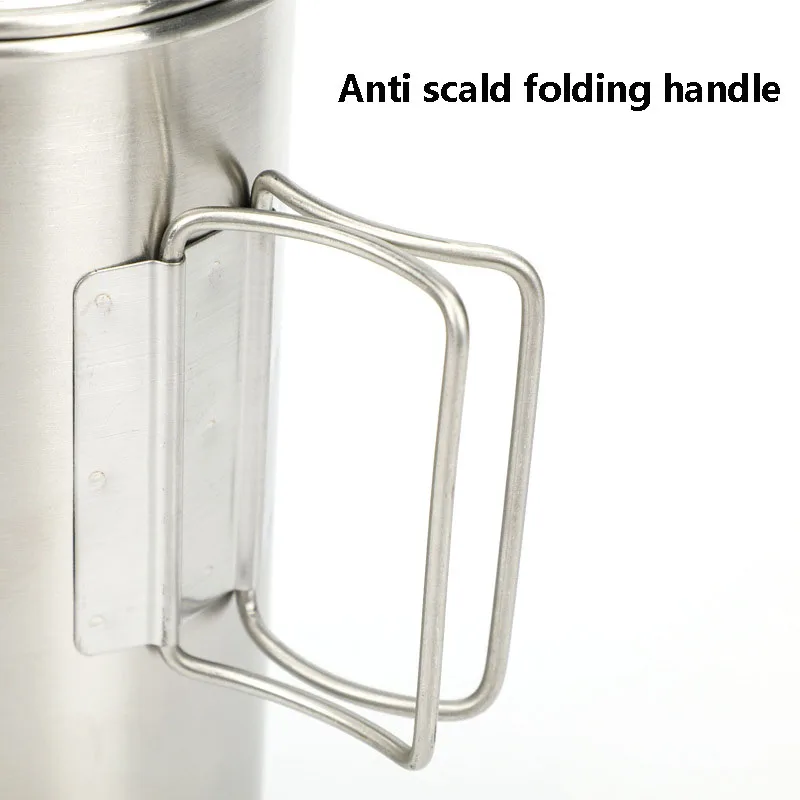 Stainless Steel Outdoor Teapot Coffee Press Pot Hand Coffee Beat Milk Bubbles Kettle Teapot with Anti Scald Folding Handle