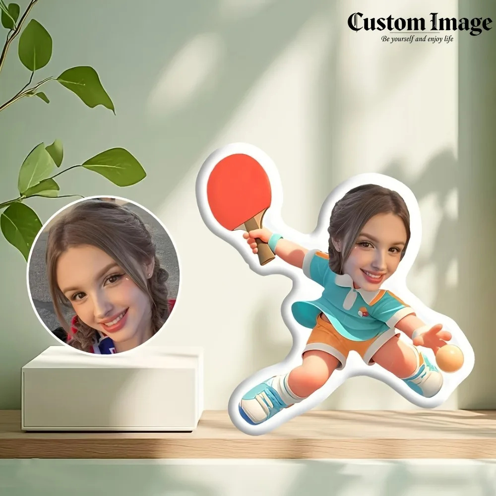 

Custom Table Tennis Girl Pillow, 3D Double Sided Printing, Personalized DIY Design, Soft Cute Cushion For Sofa Bedroom Decor