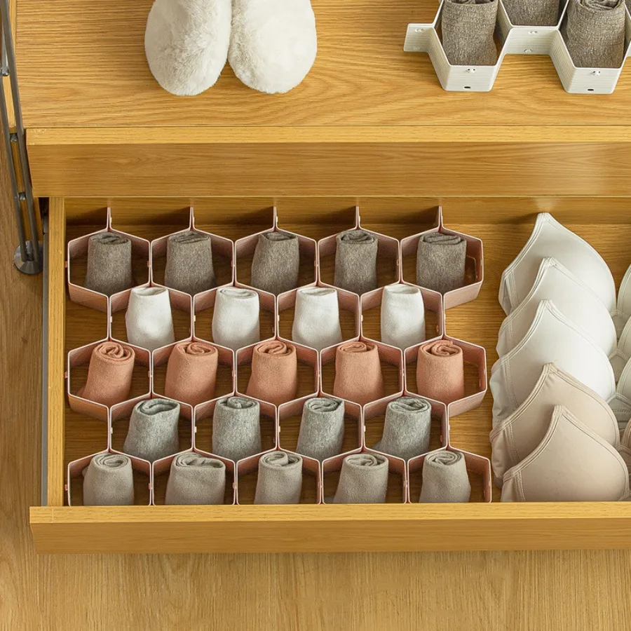 منظم أدراج تقسيم درج على شكل قرص العسل، تصنيف المجوهرات، تنظيم طبقات بلاستيكية، منظم المكياج، السلع المنزلية