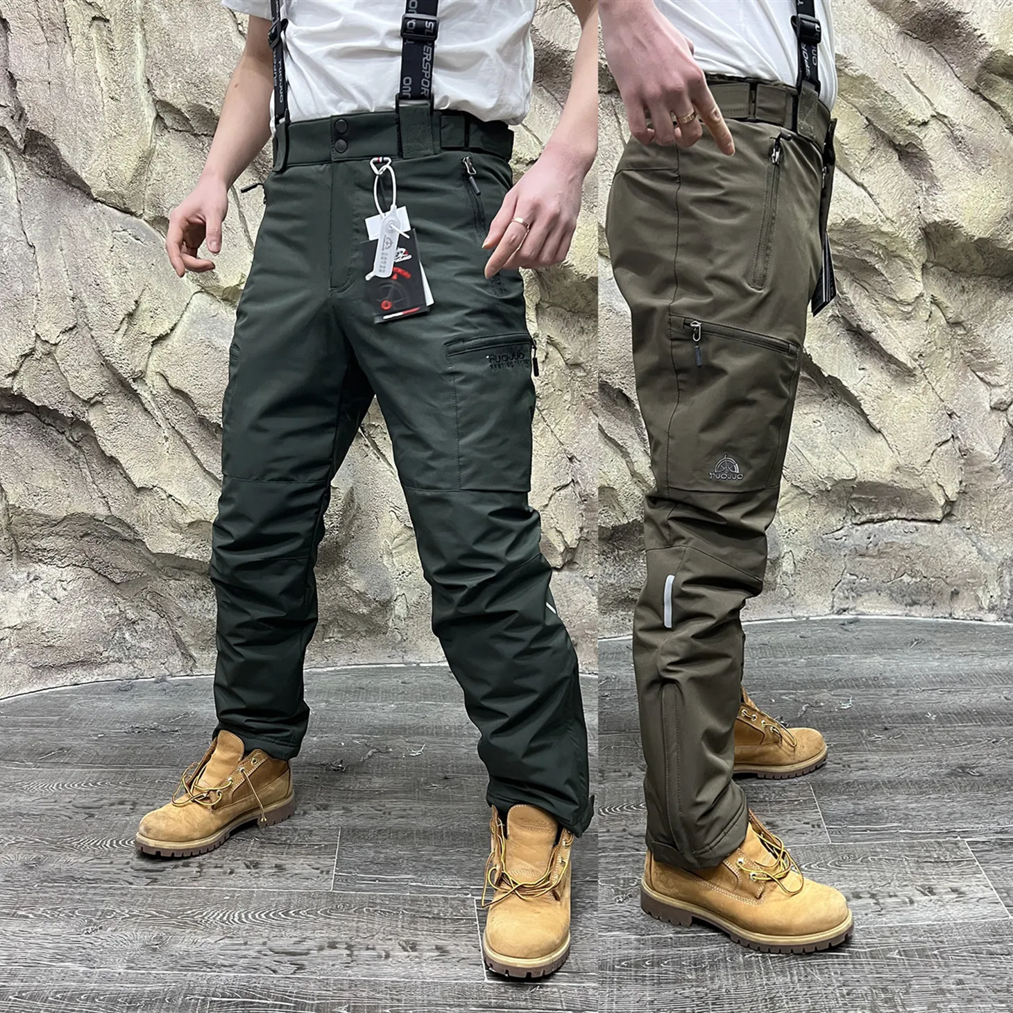 

Winter Men's High-End Fce-Lined Thiened Outdoor Snow Ski Pants Cotton Trousers Waterproof Windproof Youth Casual Long Tr...