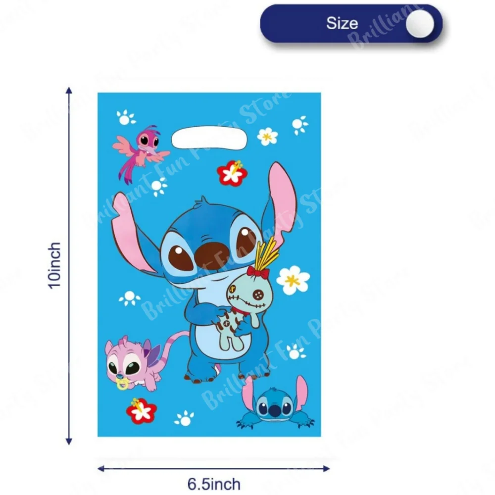 Disney Stitch Party Gift Bags Cute Plastic Candy Treat Bag Party Decorations for Kids Girl Birthday Baby Shower Party Supplies