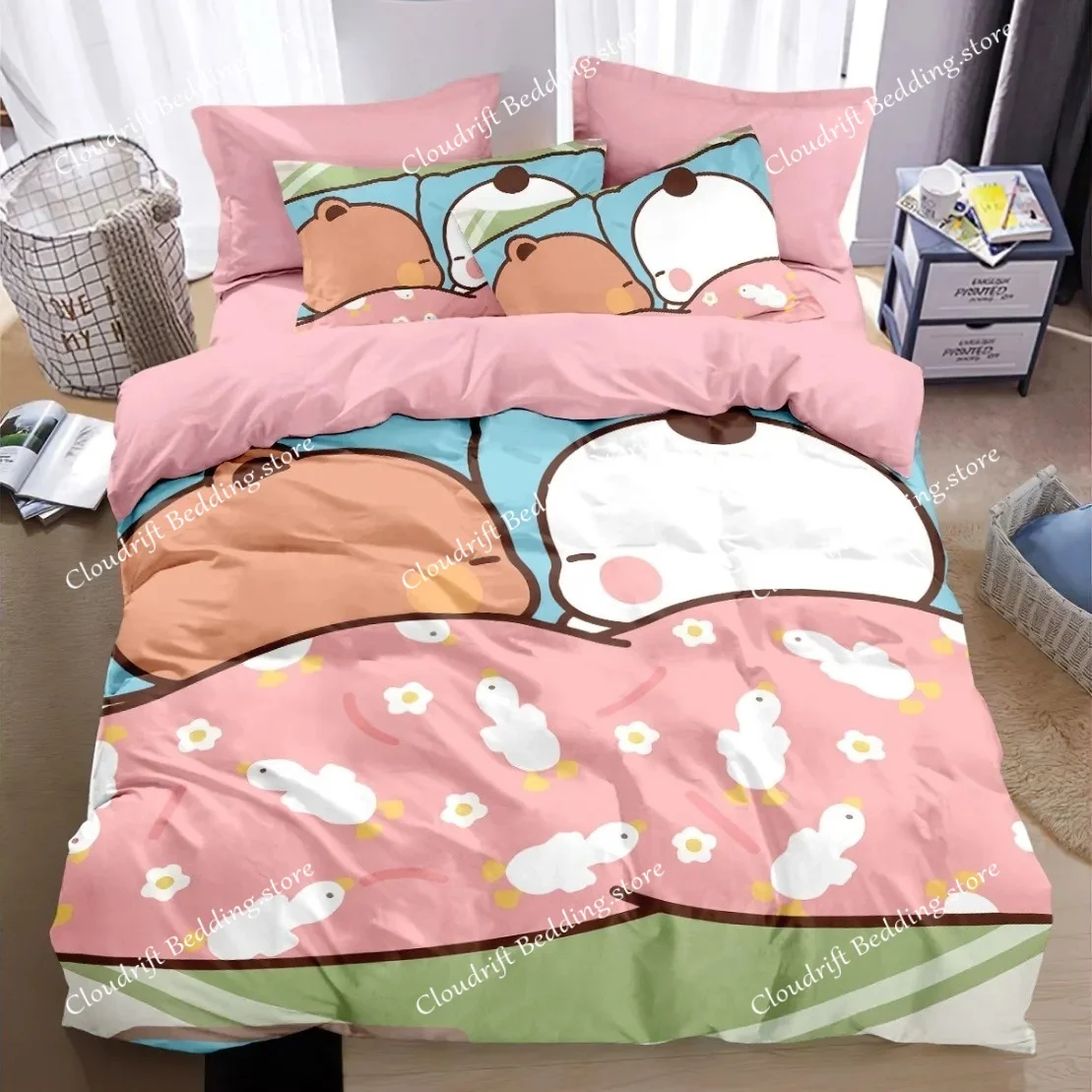 Kawaii Bubu Dudu Bedding Set Cute Bears Kawaii Duvet Cover for Boy Girl 3D Printing Anime Bubu Quilt Cover King Twin Double