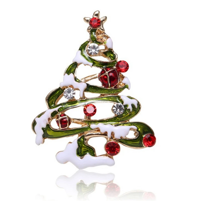 Christmas Tree Brooch Zinc Alloy Inlaid Diamonds Handmade Oil Dripping Brooch Party Supplies Holiday Decoration Christmas Brooch