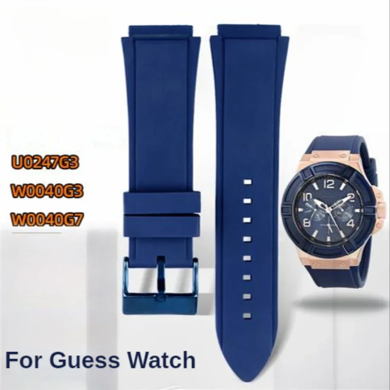 For Guess W0040g3 W0040g5 W0247g3 Durable Waterproof Rubber Silicone 25x22mm Replace Special Convex Interface Watch Accessories