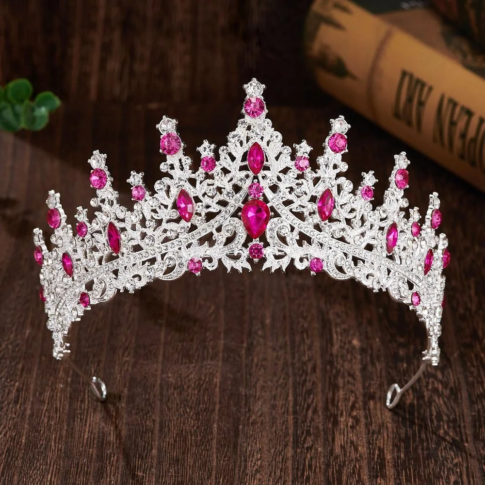 

Модная металлическая хрустальная свадебная тиара, роскошная элегантная разноцветная корона принцессы, легкая роскошная свадебная тиара для волос, для празднования дня рождения