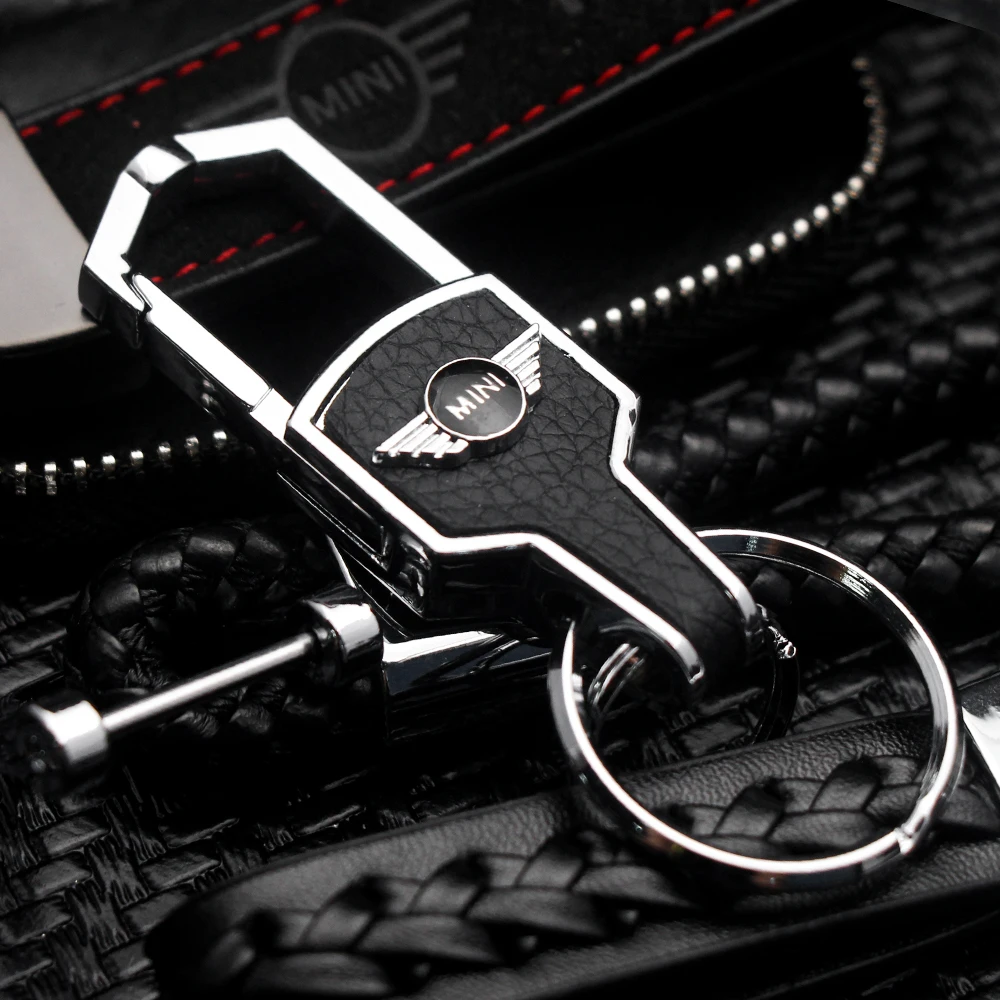 3D Metal/Leather Car Styling Keychain For MINI Cooper One S JWC R55 R56 F56 R57 R58 R59 R60 Key Chain Key Rings Auto Accessories