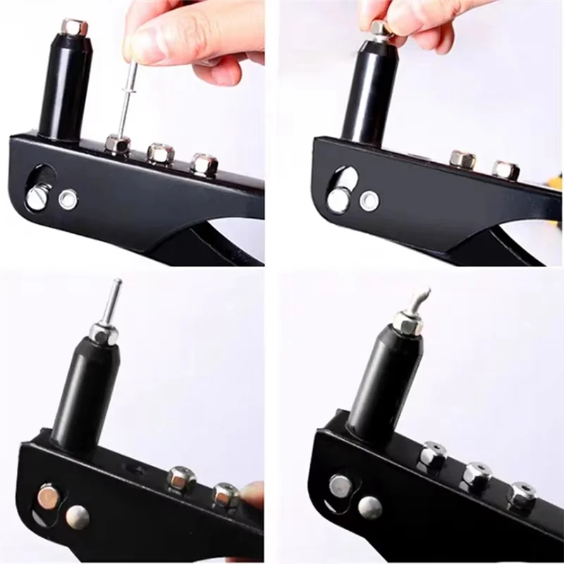 A88E-Heavy Duty Riveter Riveting Machine With 4 Rivet Machine Nozzles And 1 Wrench Hand Tools Rivet Nut Tool
