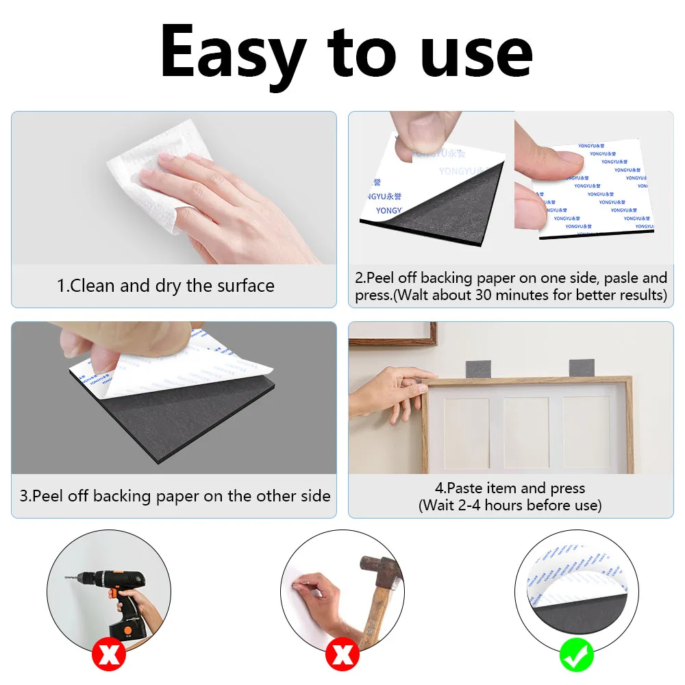 10X 양면 폼 테이프 사각형 자체 접착 폼 테이프 DIY 미술 공예 용품에 대한 검은 강력한 테이프 패드