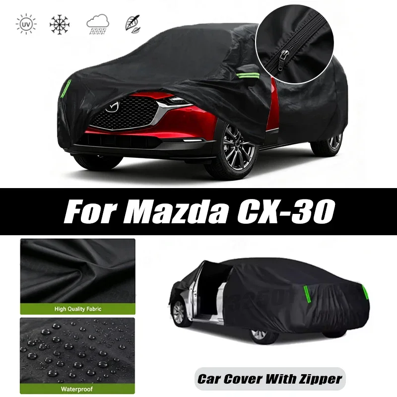 For Mazda CX-30 Car Covers Outdoor Waterproof Sun Rain Snow Protection UV Car Zipper Design Car Cover Accessories