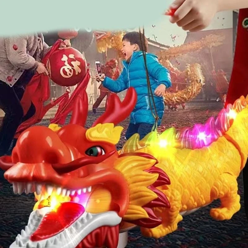 導かれたダンシングゾディアックドラゴンのおもちゃと音楽を照らします。