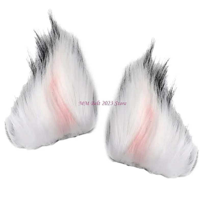 

49ME Cosplay Anime Hair Clip Plush Ear Barrettes Gothic Dress Up Maid Side Pins
