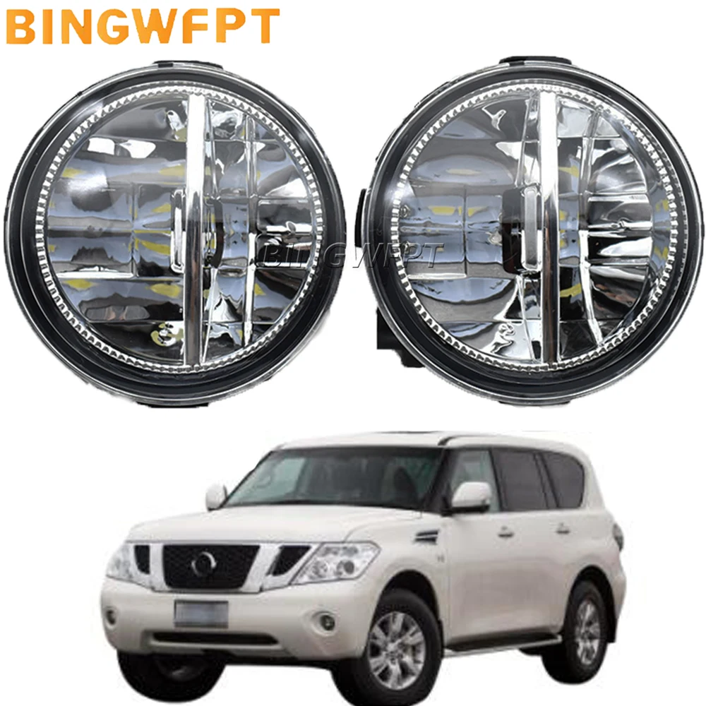 2PCS Fog Light + Daytime Running Light Car Front Bumper LED Fog Lamp For Nissan Patrol 3 III Y62 2010 2011 2012 2013 2014 2015