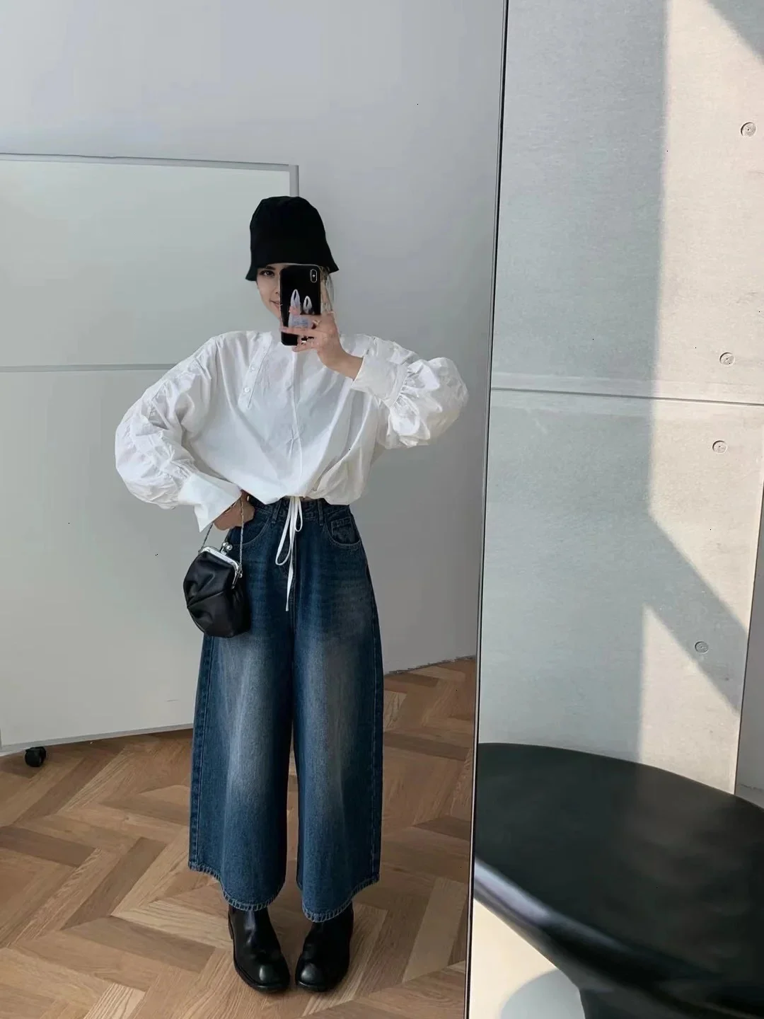 Women y2k Korean Trending Baggy Crop Jeans For Kpop Streetwear Fashion Style Denim Pants Autumn Vintage Free shiping Clothing