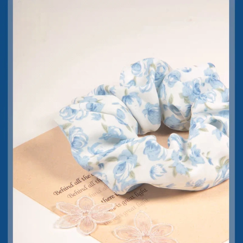 

Sweet Floral Large Intestine Headband Fresh Flower Printing Elastics Hair Band Sweet Cute Hair Rope Ponytail Holder Hair Tie