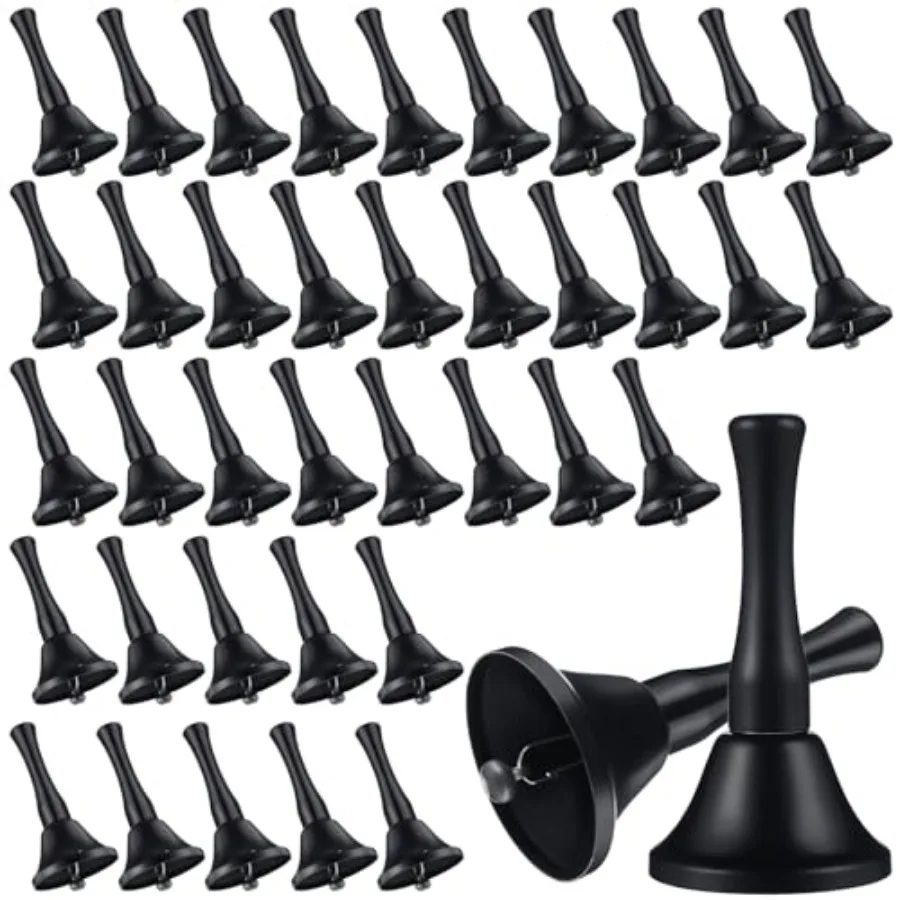 

50 Pcs Small Steel Hand Bells Bulk Dinner Service Bells with Plastic Handles Call Handbells for Church Classroom Sick Elderly T