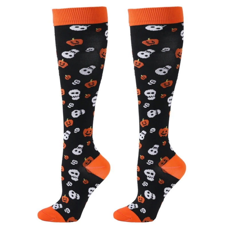 Set di 4 paia di calzini a compressione di Halloween per donna e uomo Kawaii Design originale Happy Funny calzini da allattamento