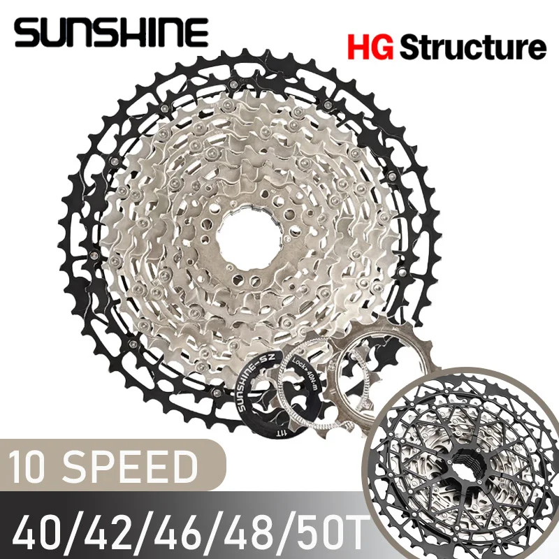SUNSHINE cassete de 10 velocidades ultraleve 11 40 42 46 48 50 cassete 10 velocidades para estrutura Shimano HG 10v cassete roda livre