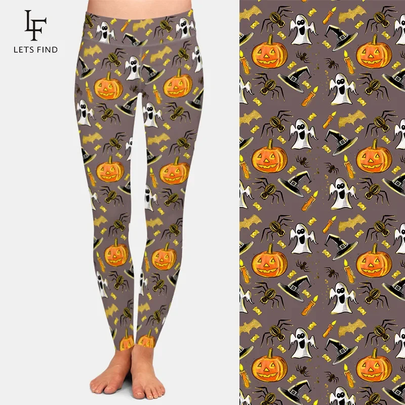 LETSFIND High Qualiity Sexy 3D Halloween Pumpkin and Ghost Print Leggings High Waist Fashion Women Fitness Stretch Leggings